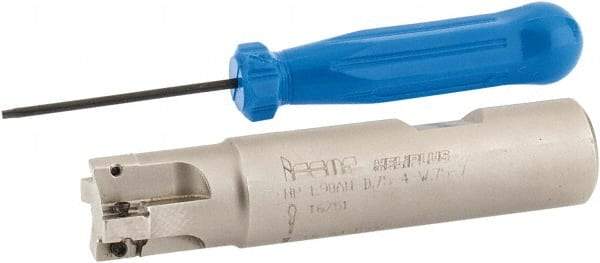 Iscar - 3/4" Cut Diam, 0.303" Max Depth of Cut, 3/4" Shank Diam, 3-1/2" OAL, Indexable Square Shoulder End Mill - HP AN.. 0702.. Inserts, Weldon Shank, 90° Lead Angle, Series Heliplus - Industrial Tool & Supply