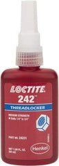 Loctite - 50 mL Bottle, Blue, Medium Strength Liquid Threadlocker - Series 242, 24 hr Full Cure Time, Hand Tool, Heat Removal - Industrial Tool & Supply