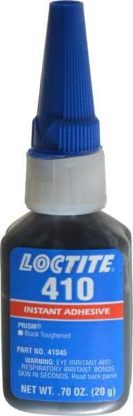 Loctite - 0.70 oz Bottle Black Instant Adhesive - Series 410, 90 sec Fixture Time, 24 hr Full Cure Time, Bonds to Metal, Plastic & Rubber - Industrial Tool & Supply