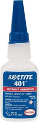 Loctite - 0.70 oz Bottle Clear Instant Adhesive - Series 401, 15 sec Fixture Time, 24 hr Full Cure Time, Bonds to Plastic & Rubber - Industrial Tool & Supply