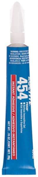 Loctite - 0.70 oz Tube Clear Instant Adhesive - Series 454, 15 sec Fixture Time, 24 hr Full Cure Time, Bonds to Plastic & Rubber - Industrial Tool & Supply
