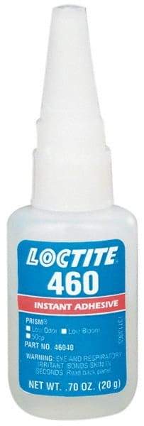 Loctite - 0.70 oz Bottle Tan Instant Adhesive - Series 460, 50 sec Fixture Time, 24 hr Full Cure Time, Bonds to Plastic & Rubber - Industrial Tool & Supply