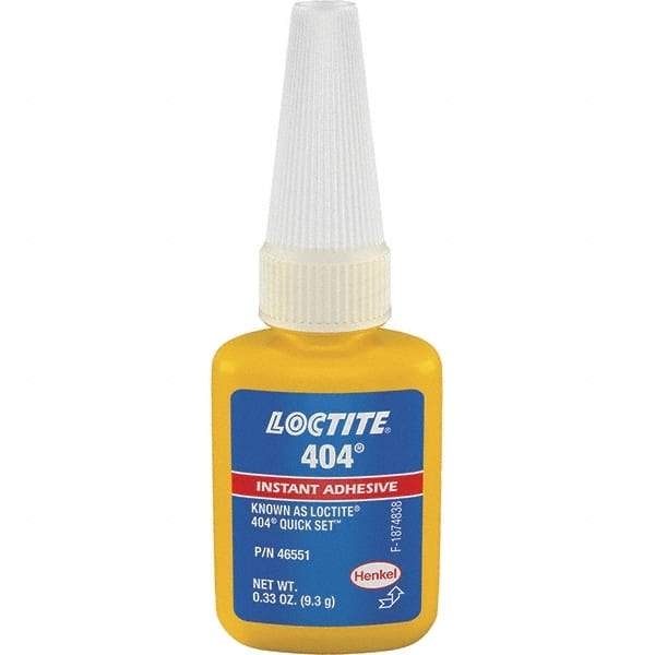 Loctite - 0.33 oz Bottle Clear Instant Adhesive - Series 404, 30 sec Fixture Time, 24 hr Full Cure Time, Bonds to Plastic & Rubber - Industrial Tool & Supply