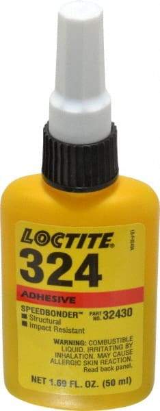 Loctite - 50 mL Bottle Structural Adhesive - 5 min Working Time, 3,000 to 3,600 psi Shear Strength, Series 324 - Industrial Tool & Supply