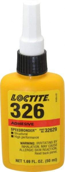 Loctite - 50 mL Bottle Structural Adhesive - 1 min Working Time, 2,200 psi Shear Strength, Series 326 - Industrial Tool & Supply