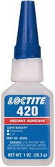 Loctite - 1 oz Bottle Clear Instant Adhesive - Series 420, 20 sec Fixture Time, 24 hr Full Cure Time, Bonds to Metal, Plastic & Rubber - Industrial Tool & Supply