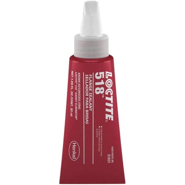 Loctite - 50 mL Tube Red Dimethacrylate Ester Joint Sealant - -65 to 300°F Operating Temp, 4 to 24 hr Full Cure Time, Series 518 - Industrial Tool & Supply