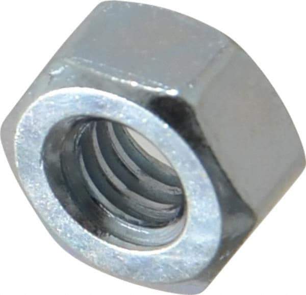 Value Collection - 1/4-20 UNC Steel Right Hand Hex Nut - 7/16" Across Flats, 7/32" High, Zinc-Plated Finish - Industrial Tool & Supply