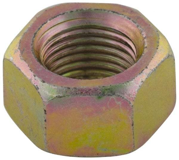 Value Collection - 7/16-14 UNC Steel Right Hand Hex Nut - 11/16" Across Flats, 3/8" High, Zinc-Plated Finish - Industrial Tool & Supply