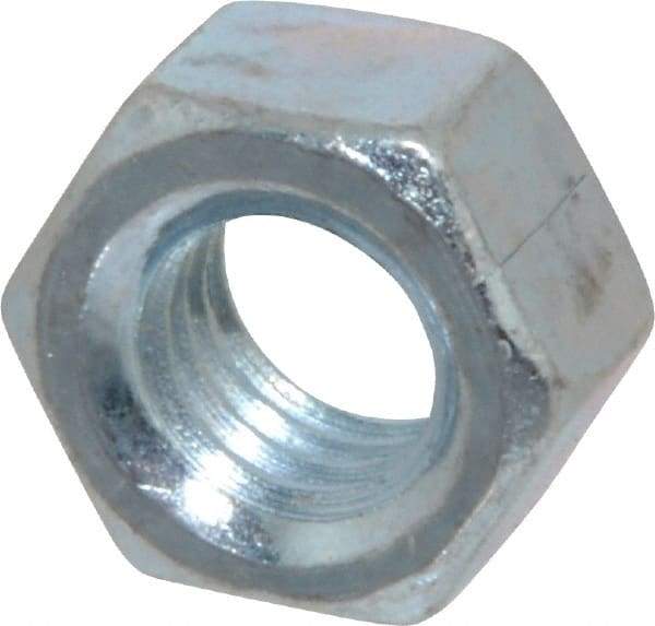 Value Collection - 7/16-14 UNC Steel Right Hand Hex Nut - 11/16" Across Flats, 3/8" High, Zinc-Plated Finish - Industrial Tool & Supply