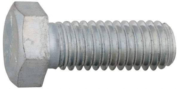Made in North America - 7/16-14 UNC, 1-1/4" Length Under Head Hex Head Cap Screw - Fully Threaded, Grade 5 Steel, Zinc-Plated Finish, 5/8" Hex - Industrial Tool & Supply
