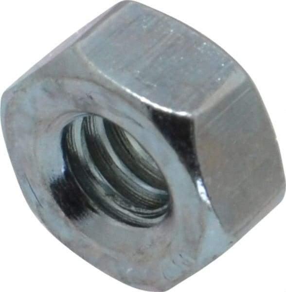 Value Collection - 1/4-20 UNC Steel Right Hand Hex Nut - 7/16" Across Flats, 7/32" High, Zinc-Plated Finish - Industrial Tool & Supply