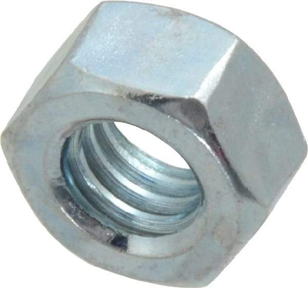 Value Collection - 5/16-18 UNC Steel Right Hand Hex Nut - 1/2" Across Flats, 17/64" High, Zinc-Plated Finish - Industrial Tool & Supply