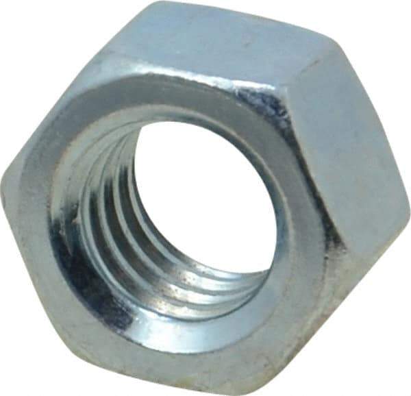 Value Collection - 3/8-16 UNC Steel Right Hand Hex Nut - 9/16" Across Flats, 21/64" High, Zinc-Plated Finish - Industrial Tool & Supply