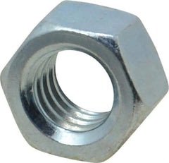 Value Collection - 3/8-16 UNC Steel Right Hand Hex Nut - 9/16" Across Flats, 21/64" High, Zinc-Plated Finish - Industrial Tool & Supply