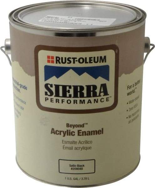 Rust-Oleum - 1 Gal Black Satin Finish Acrylic Enamel Paint - Interior/Exterior, <0 gL VOC Compliance - Industrial Tool & Supply