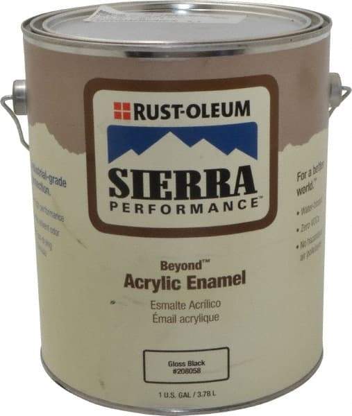 Rust-Oleum - 1 Gal Black Gloss Finish Acrylic Enamel Paint - Interior/Exterior, <0 gL VOC Compliance - Industrial Tool & Supply
