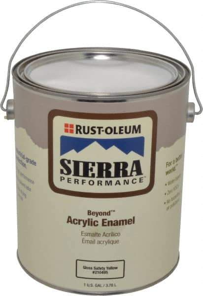 Rust-Oleum - 1 Gal Safety Yellow Semi Gloss Finish Acrylic Enamel Paint - Interior/Exterior, <0 gL VOC Compliance - Industrial Tool & Supply
