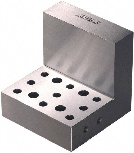 Suburban Tool - 4" Wide x 4" Deep x 4" High Steel Precision-Ground Angle Plate - Standard Plate, Machined Holes on Surface, Open End, 1-1/4" Thick, Pair of Plates - Industrial Tool & Supply