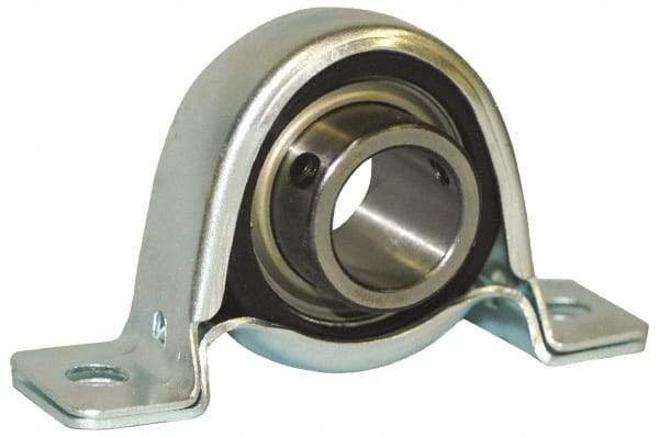 Browning - 3/4" ID, 4-1/4" OAL x 2-13/64" OAH Set Screw Locking Pillow Block - 1,444 Lb Static Cap, 2,611 Lb Dyn Cap, 3-3/8" Btw Mnt Hole Ctrs, 1-1/8" Base-to-Ctr Ht, Stamped Steel - Industrial Tool & Supply