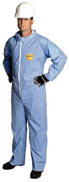 Dupont - Size XL Film Laminate General Purpose Coveralls - Blue, Zipper Closure, Open Cuffs, Open Ankles, Serged Seams - Industrial Tool & Supply