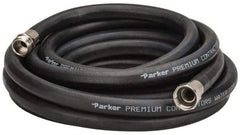 Parker - 25' Long Water Hose - 5/8" Diam, 3/4" GHT, Rubber, 125 psi, Black - Industrial Tool & Supply