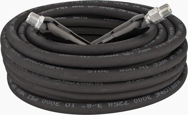 Parker - 50' Long, 3/8" Fitting, Male Rigid x Male Swivel Fitting, -40 to 250°F, Neoprene High Temp & High Pressure Hose - 3/8" Inside x 5/8" Outside Diam, Black, 3,000 psi - Industrial Tool & Supply