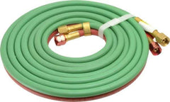 Parker - 3/16" Inside x 7/16" Outside Diam, Grade T Welding Hose - Green & Red, 12-1/2' Long, Twin Style, 200 psi Working Pressure - Industrial Tool & Supply