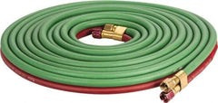 Parker - 1/4" Inside x 17/32" Outside Diam, Grade T Welding Hose - Green & Red, 25' Long, Twin Style, 200 psi Working Pressure - Industrial Tool & Supply
