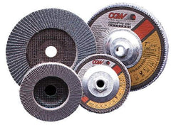 Camel Grinding Wheels - 36 Grit, 5" Disc Diam, 5/8-11 Center Hole, Type 27 Zirconia Alumina Flap Disc - 12,200 Max RPM, Poly Cotton Backing, Arbor Attaching System, Coated - Industrial Tool & Supply