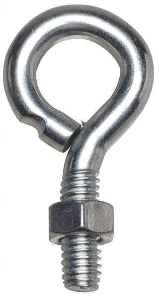 Gibraltar - 1/2-13, Zinc-Plated Finish, Steel Wire Turned Open Eye Bolt - 4" Thread Length, 1" ID x 2" OD, 6" Shank Length - Industrial Tool & Supply