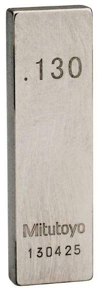 Mitutoyo - 0.13" Rectangular Steel Gage Block - Accuracy Grade AS-1, Includes Certificate of Inspection - Industrial Tool & Supply