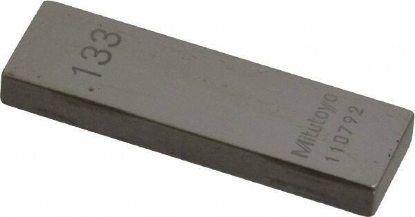 Mitutoyo - 0.133" Rectangular Steel Gage Block - Accuracy Grade AS-1, Includes Certificate of Inspection - Industrial Tool & Supply