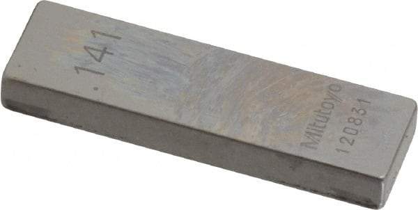 Mitutoyo - 0.141" Rectangular Steel Gage Block - Accuracy Grade AS-1, Includes Certificate of Inspection - Industrial Tool & Supply