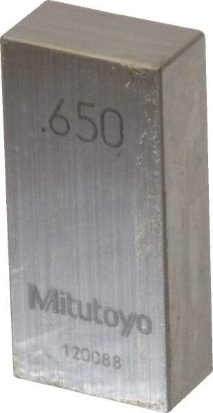 Mitutoyo - 0.65" Rectangular Steel Gage Block - Accuracy Grade AS-1, Includes Certificate of Inspection - Industrial Tool & Supply