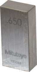Mitutoyo - 0.65" Rectangular Steel Gage Block - Accuracy Grade AS-1, Includes Certificate of Inspection - Industrial Tool & Supply