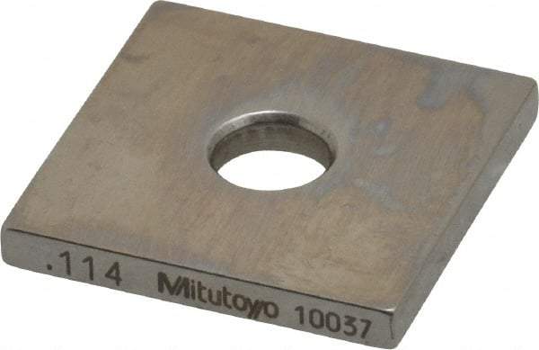 Mitutoyo - 0.114" Square Steel Gage Block - Accuracy Grade 0, Includes Certificate of Inspection - Industrial Tool & Supply