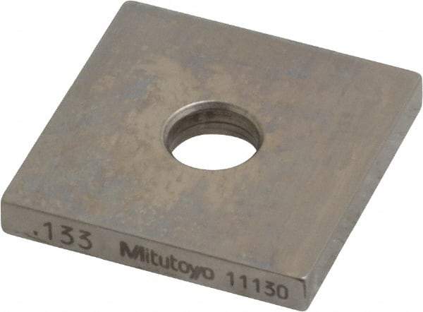 Mitutoyo - 0.133" Square Steel Gage Block - Accuracy Grade 0, Includes Certificate of Inspection - Industrial Tool & Supply