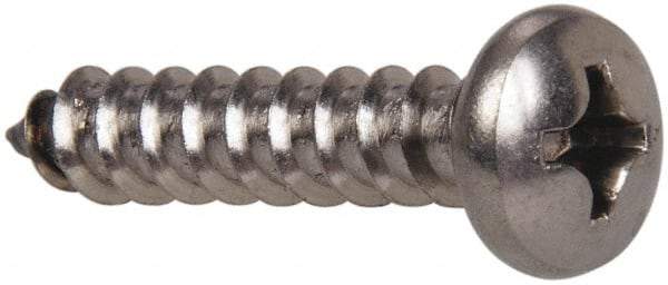 Value Collection - #10 Pan Head Phillips Sheet Metal Screw - Stainless Steel, 1-1/4" Length Under Head, Grade 316 - Industrial Tool & Supply