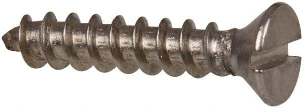 Value Collection - #10 Flat Head Slotted Sheet Metal Screw - Stainless Steel, 1" OAL, Grade 316 - Industrial Tool & Supply