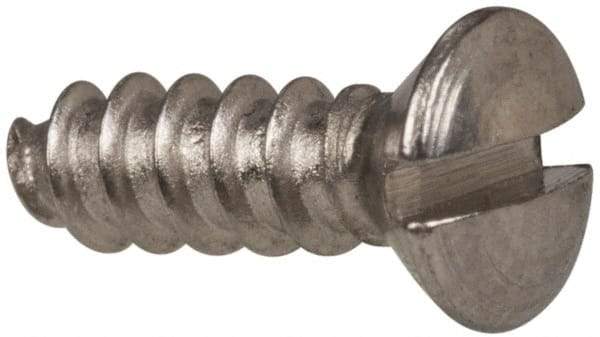 Value Collection - #4 Oval Head Slotted Sheet Metal Screw - Stainless Steel, 3/8" OAL, Grade 316 - Industrial Tool & Supply
