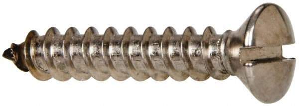 Value Collection - #12 Oval Head Slotted Sheet Metal Screw - Stainless Steel, 1-1/4" OAL, Grade 316 - Industrial Tool & Supply