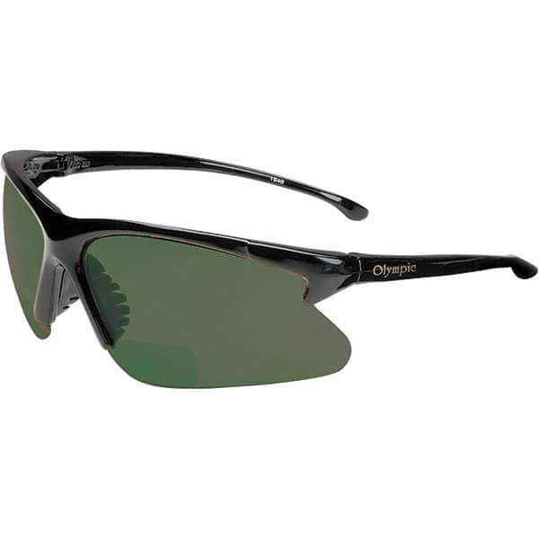 Jackson Safety - +2.5, Green Lenses, Framed Magnifying Safety Glasses - UV Protection, Black Frame - Industrial Tool & Supply