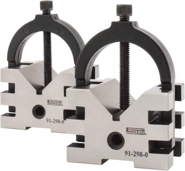 SPI - 2" Max Capacity, 90° Angle, Hardened Steel V-Block - 2-3/8" Long x 2-3/4" Wide x 2" High, Sold as Matched Pair - Industrial Tool & Supply