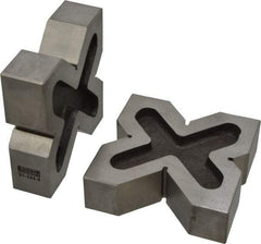 SPI - 3/4 to 2" Capacity, 90° Angle, Cast Iron 4-Way V-Block - 4" Long x 1-3/16" Wide x 4" High, Sold as Matched Pair - Industrial Tool & Supply