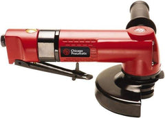 Chicago Pneumatic - 5" Wheel Diam, 12,000 RPM, Pneumatic Angle & Disc Grinder - 3/8-24 Spindle, 5.4 CFM, Front Exhaust - Industrial Tool & Supply