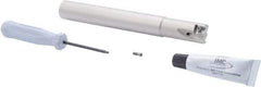 Iscar - 3/4" Cut Diam, 0.315" Max Depth of Cut, 3/4" Shank Diam, 6" OAL, Indexable Square Shoulder Helical End Mill - T490 LN.T 0804 Inserts, Weldon Shank, 90° Lead Angle, Through Coolant, Series Helitang - Industrial Tool & Supply