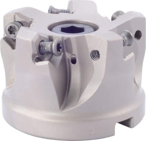 Iscar - 5 Inserts, 1.87" Cutter Diam, 0.08" Max Depth of Cut, Indexable High-Feed Face Mill - 1" Arbor Hole Diam, 1-3/4" High, FF FWX-08 Toolholder, H600 WXCU 08 Inserts, Series FF FWX - Industrial Tool & Supply