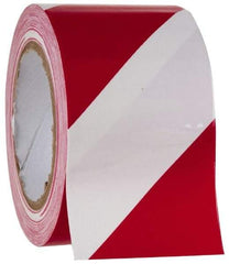 NMC - Red & White Striped Vinyl Tape - 3" Wide x 108' Long x 0.002" Thick, General Traffic - Industrial Tool & Supply