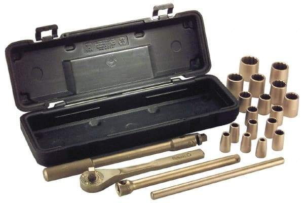 Ampco - 26 Piece 1/2" Drive Socket Set - 6 Points, 10mm to 32mm Range, Metric Measurement Standard - Industrial Tool & Supply